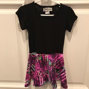 Little Girls S/S Dress with Attached Neon Skirt